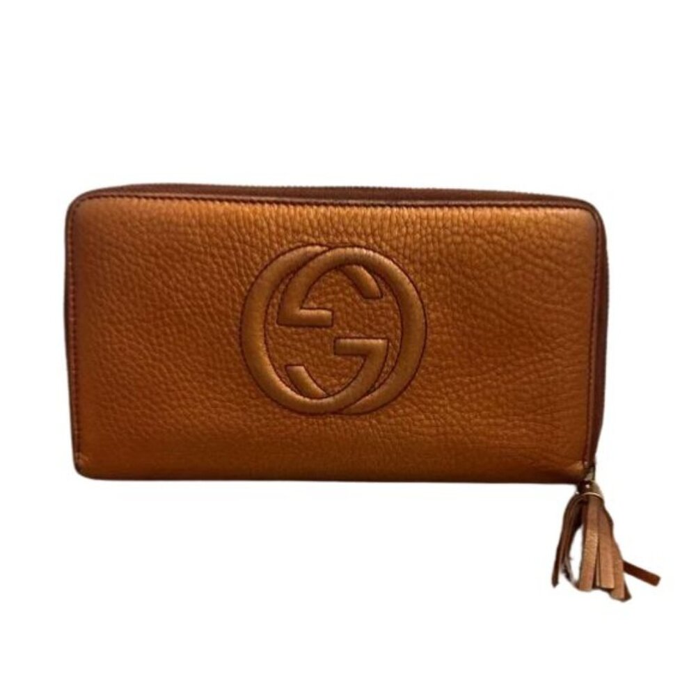 COA Gucci SoHo Bronze Leather Wallet with Tassle